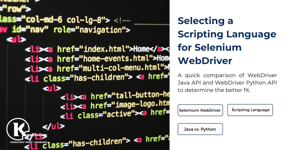 Scripting Language for Selenium WebDriver Project